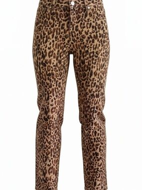 Chico's Leopard-Print Trim Detail Pants in Tan and Black